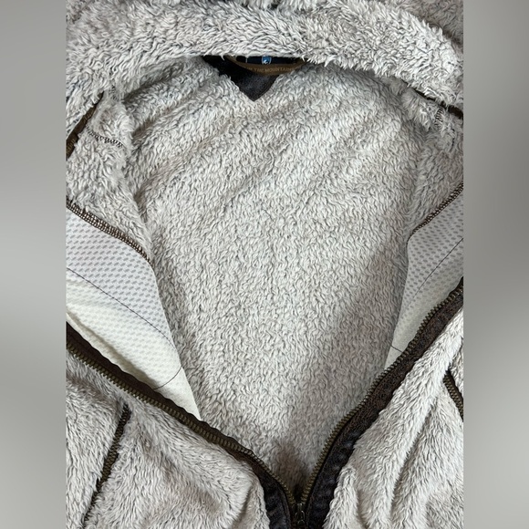 Women’s KUHL Medium Flight Jacket Sherpa Leather Lined Hooded Tactical Coat EUC - Picture 12 of 13